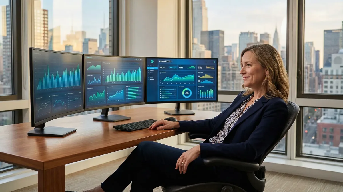 Confident professional using AI